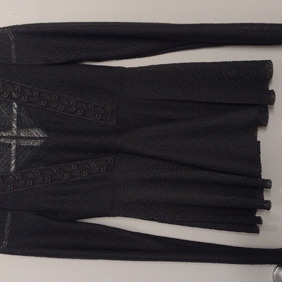 Free People Dark Charcoal Gray Victorian Bohemian Blouse Size XS - Picture 5 of 16